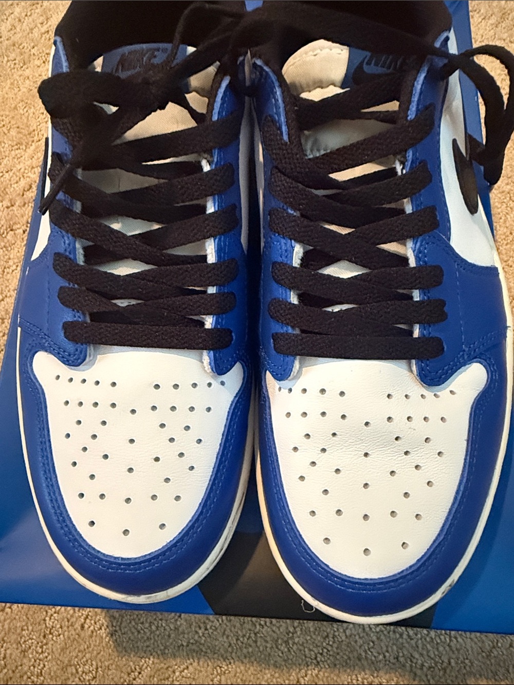 Nike Men’s Air Jordan 1 Retro Low OG - White/Blue/Black - Picture 5 of 5